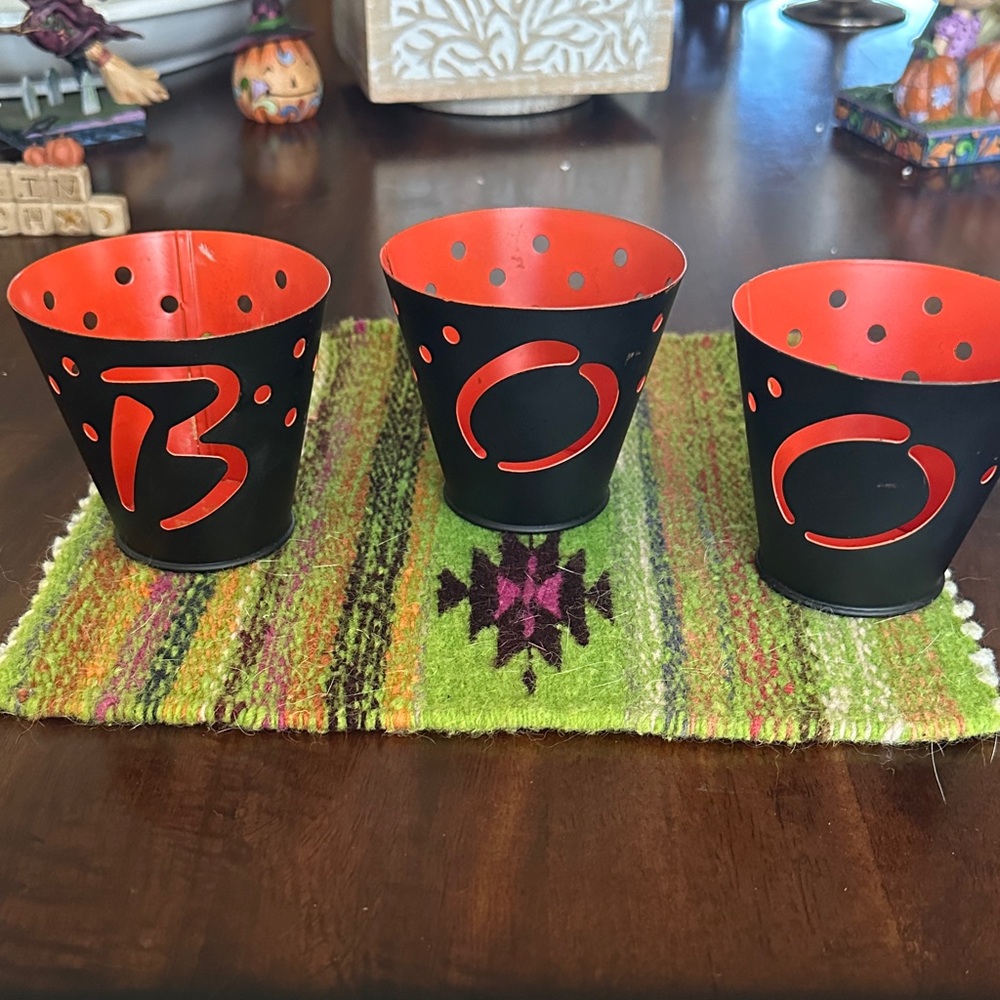BOO Halloween Candle Holders